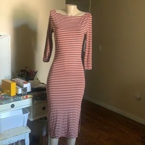 JustFab striped boatneck 3/4 length dress S